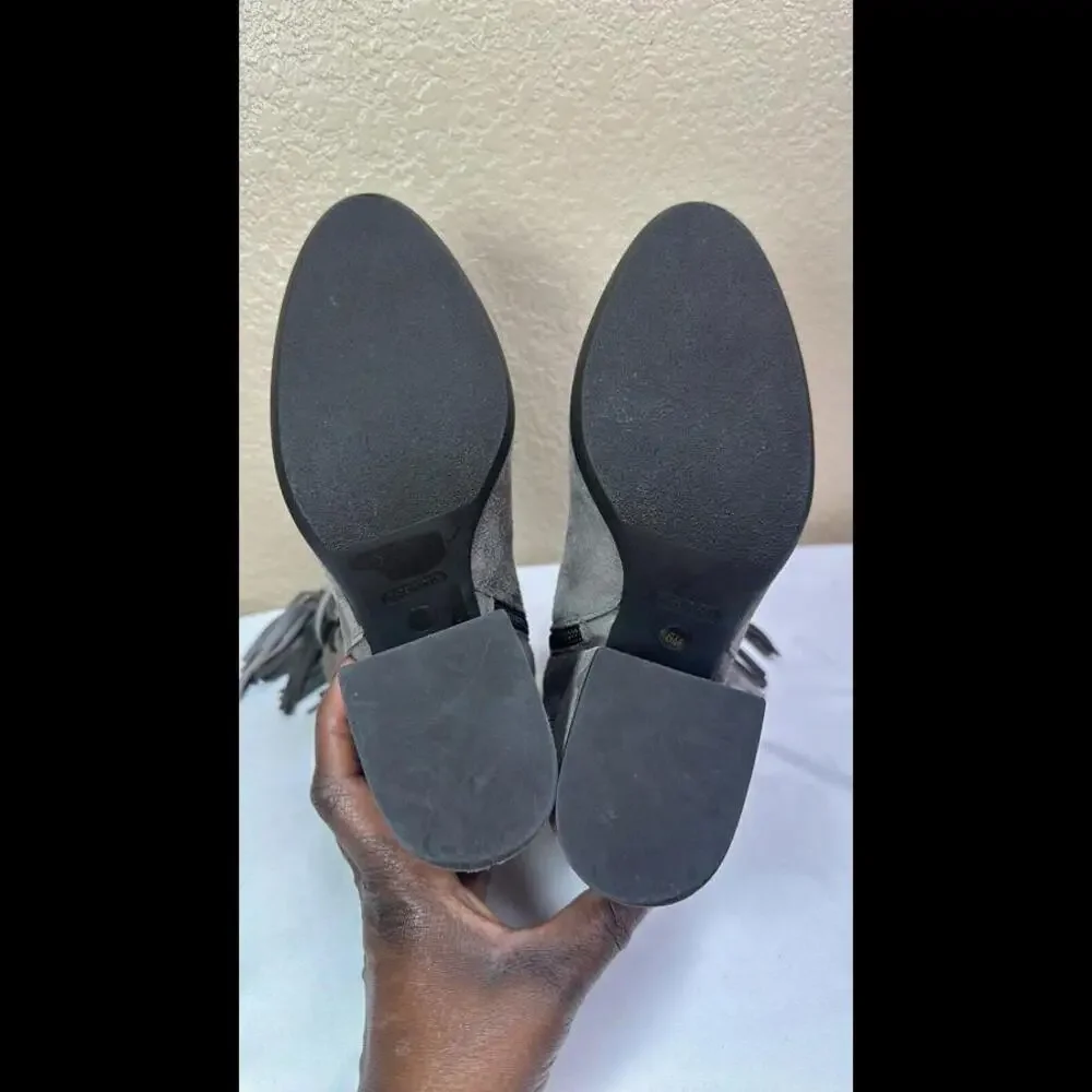 Sesto Meucci Women’s Tassel Suede Ankles Boots Gray Size 6M‎
